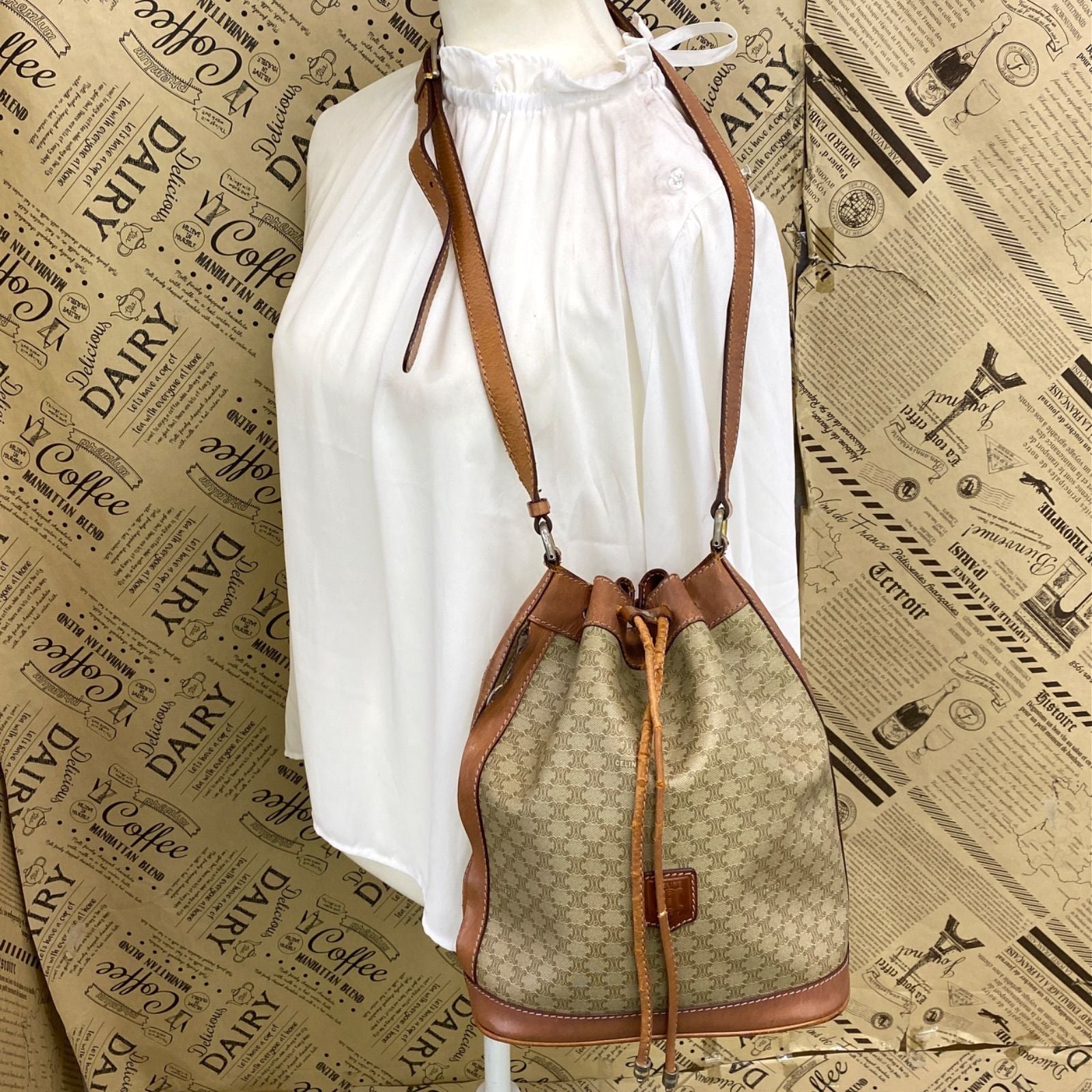 Celine Shoulder Bag Drawstring Macadam Travel — view 3