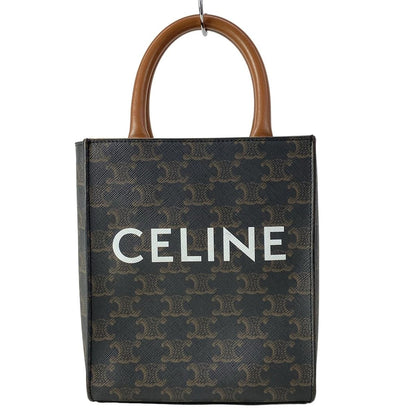 Celine Tote Mini Vertical Cover Black Dark Brown Leather