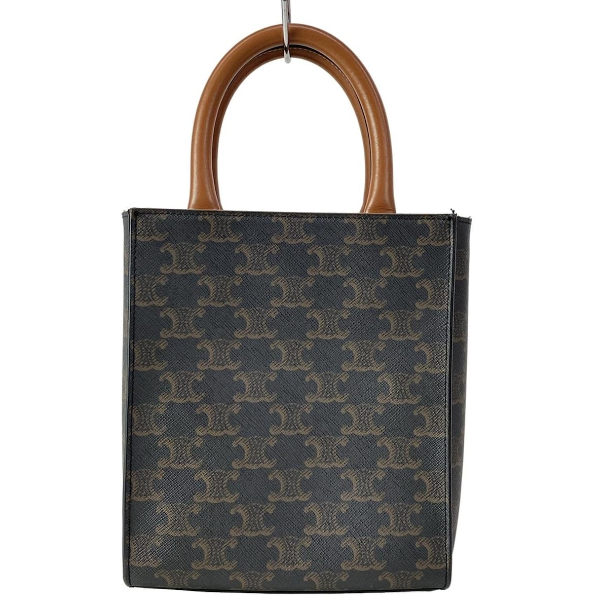 Celine Tote Mini Vertical Cover Black Dark Brown Leather — view 3