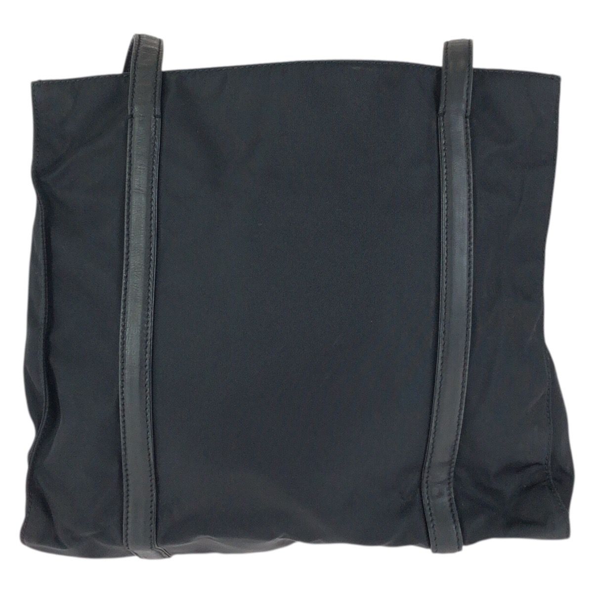 Prada Tessuto Black Silver Nylon Leather Shoulder Bag — view 2