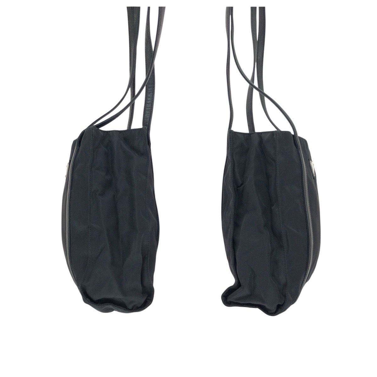 Prada Tessuto Black Silver Nylon Leather Shoulder Bag — view 8