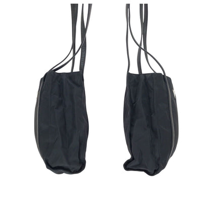 Prada Tessuto Black Silver Nylon Leather Shoulder Bag — view 8