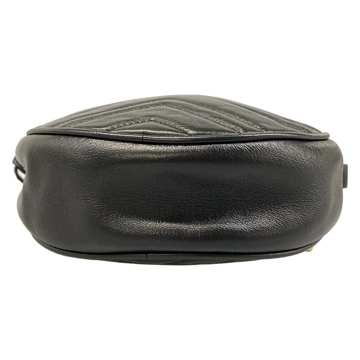 Gucci Shoulder Bag GG Marmont Round Mini Black Chain Leather — view 5