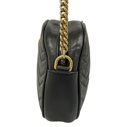 Gucci Shoulder Bag GG Marmont Round Mini Black Chain Leather — view 4