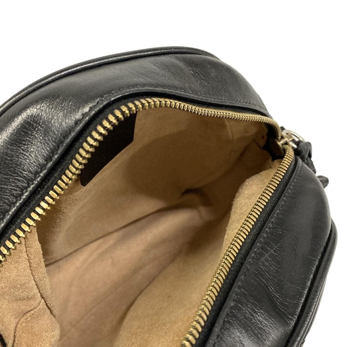 Gucci Shoulder Bag GG Marmont Round Mini Black Chain Leather — view 7