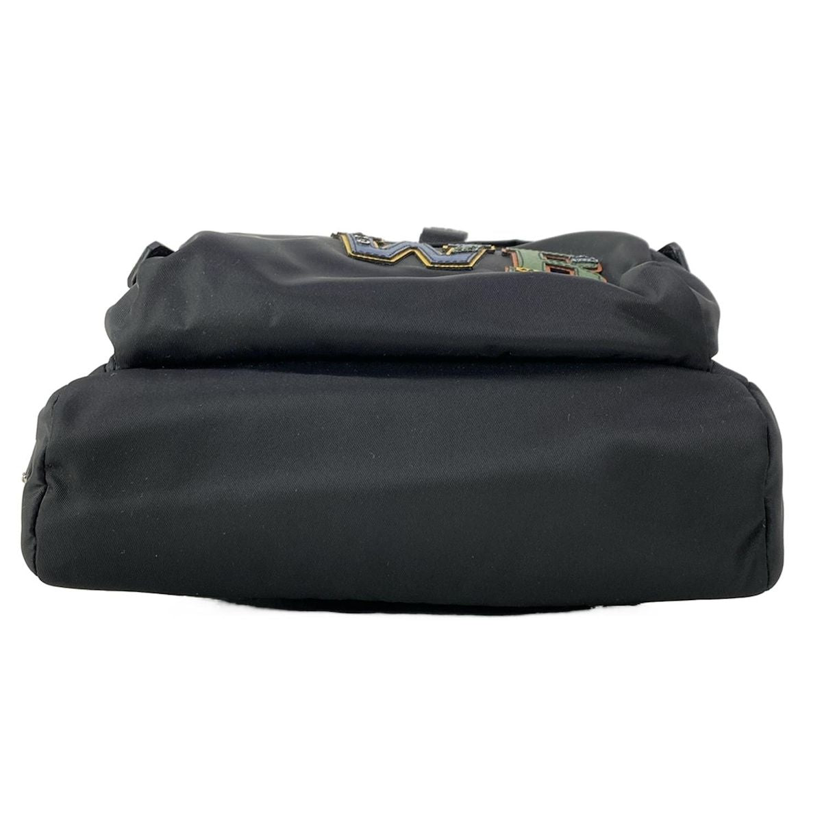 Prada Shoulder Bag Black Navy Multi My Character Initial Attached Leather — view 5