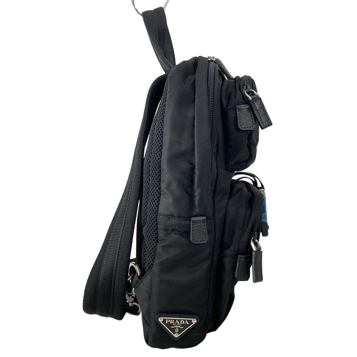 Prada Shoulder Bag Black Navy Multi My Character Initial Attached Leather — view 2