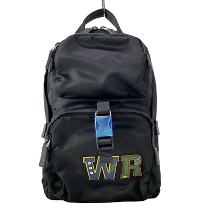 Prada Shoulder Bag Black Navy Multi My Character Initial Attached Leather