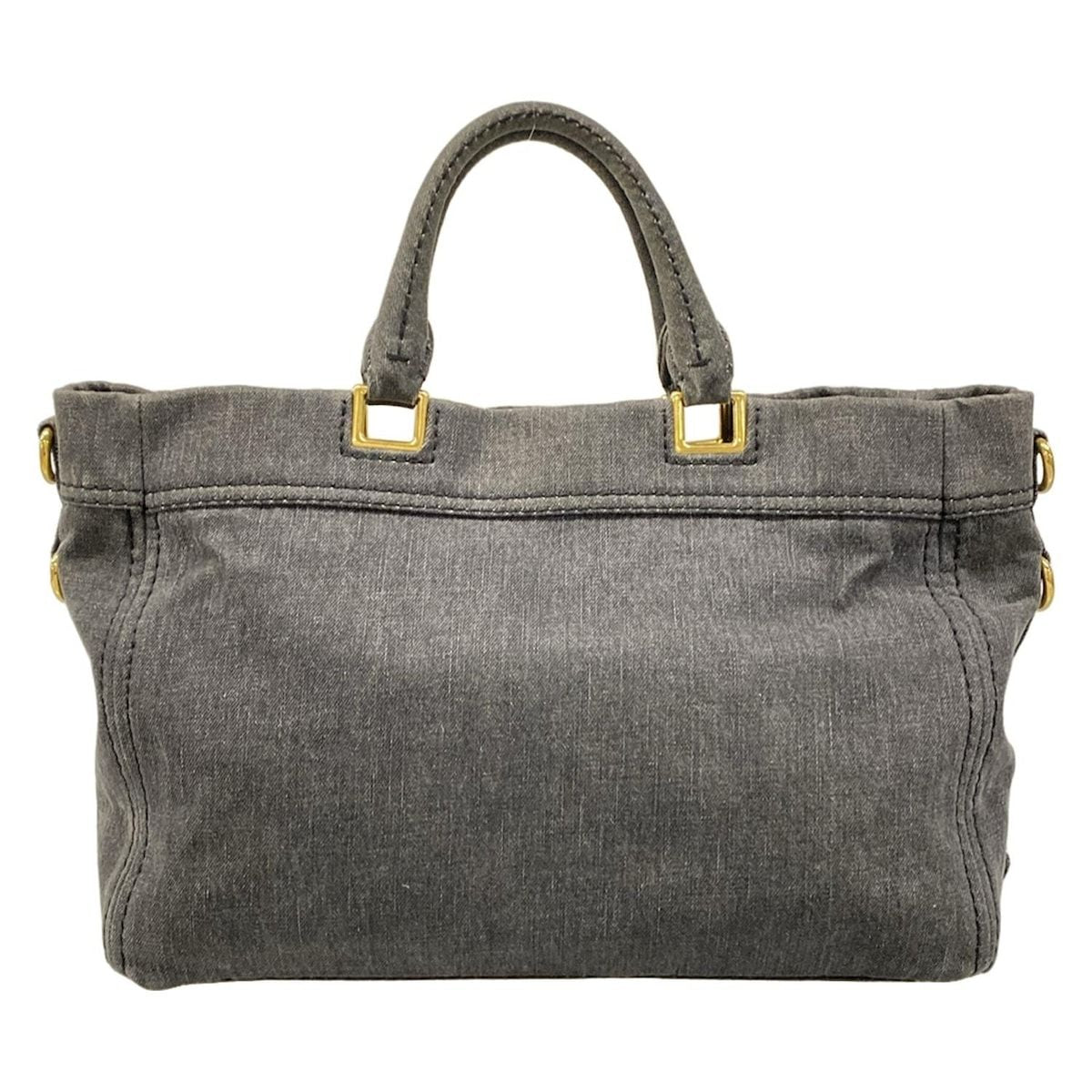 Prada Tote Canapa Gray Khaki Leather Tag — view 3