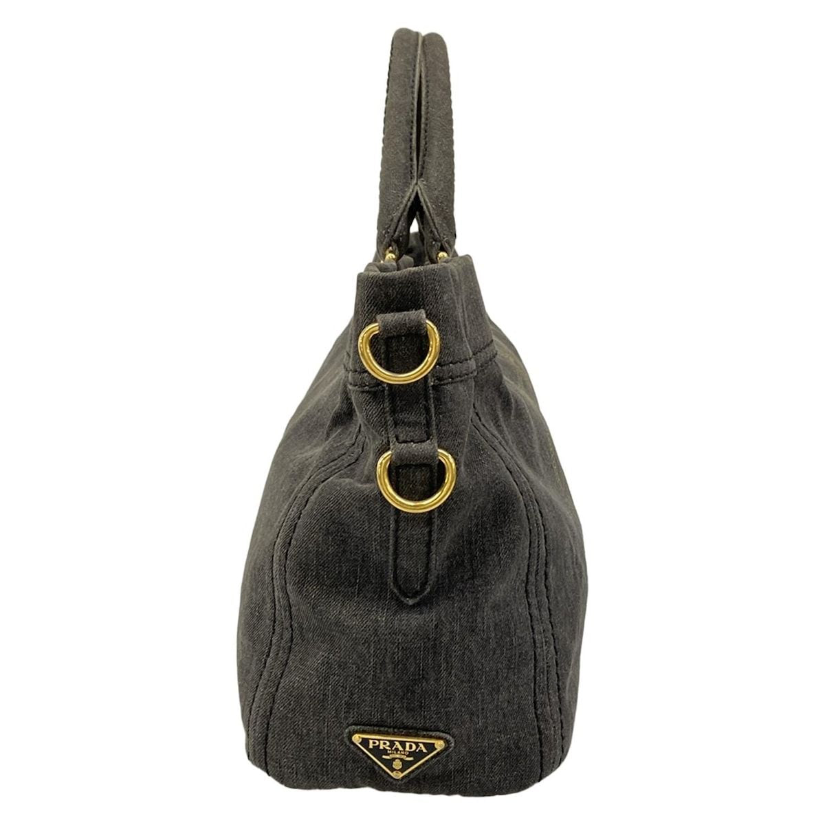 Prada Tote Canapa Gray Khaki Leather Tag — view 2