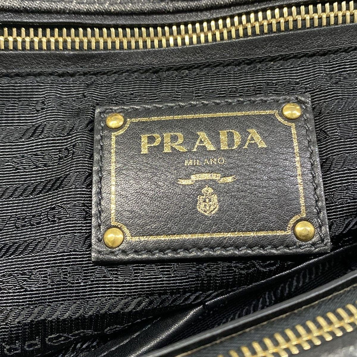 Prada Tote Canapa Gray Khaki Leather Tag — view 9