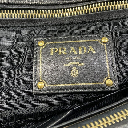 Prada Tote Canapa Gray Khaki Leather Tag — view 9