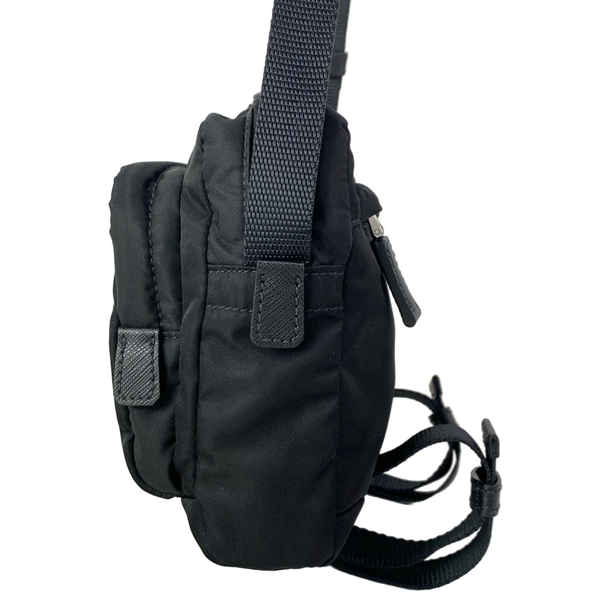 Prada Shoulder Bag Black Navy Multi My Character Initial Attached Leather — view 4