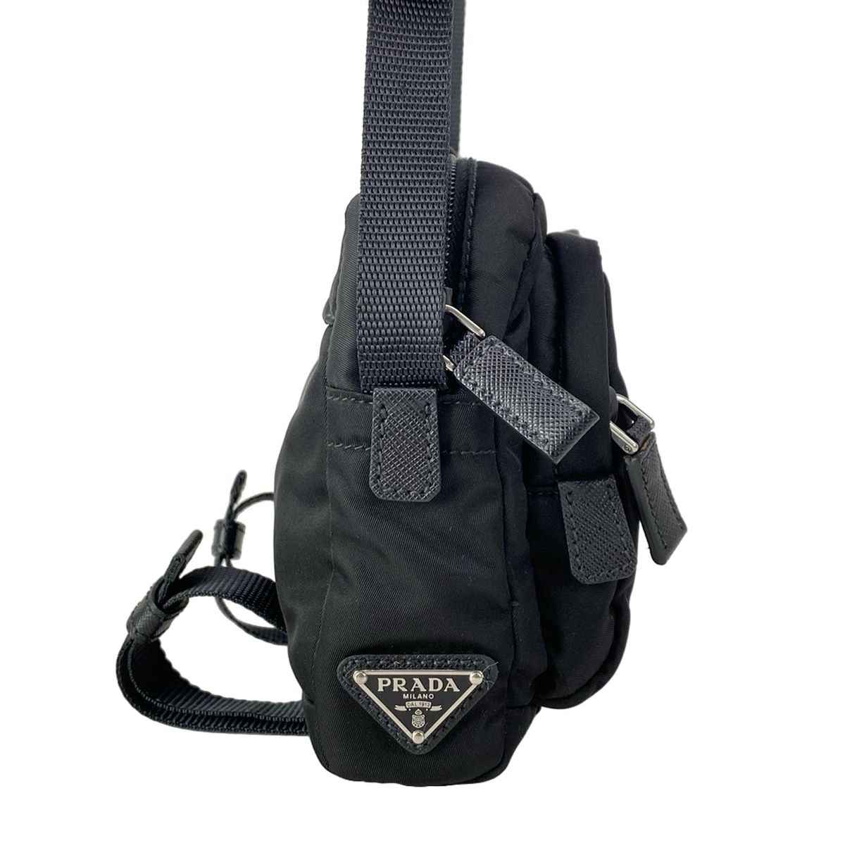 Prada Shoulder Bag Black Navy Multi My Character Initial Attached Leather — view 2