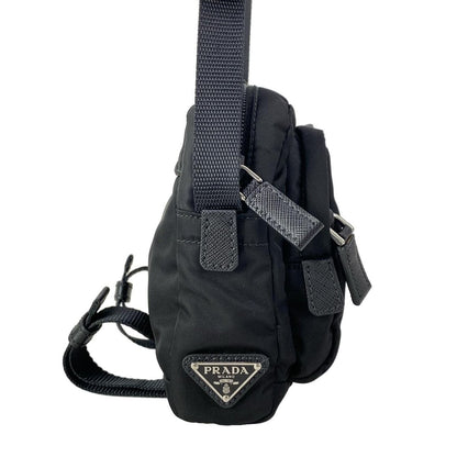 Prada Shoulder Bag Black Navy Multi My Character Initial Attached Leather — view 2