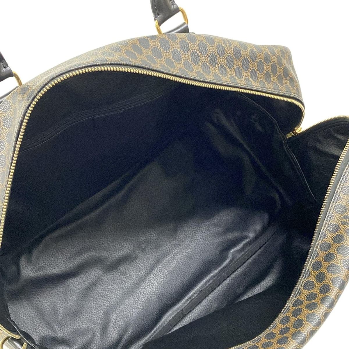 Celine Boston Bag Macadam Pattern Black Brown Leather — view 7