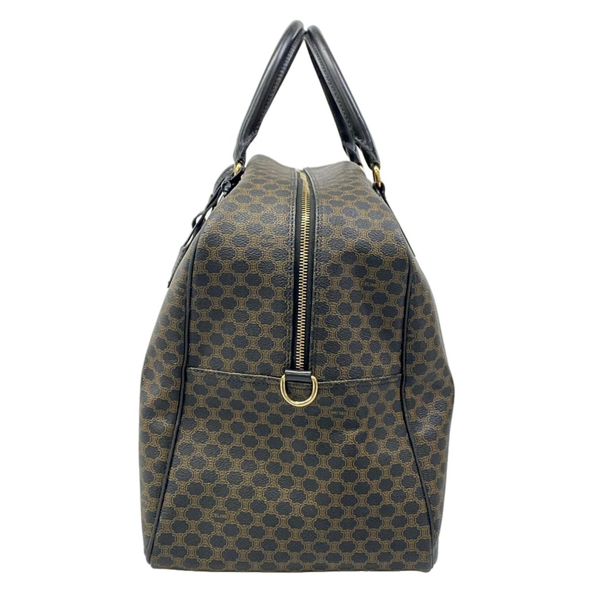 Celine Boston Bag Macadam Pattern Black Brown Leather — view 4