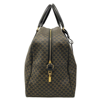 Celine Boston Bag Macadam Pattern Black Brown Leather — view 2