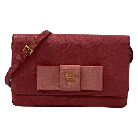 Prada Wallet Pink Shoulder Ribbon Leather
