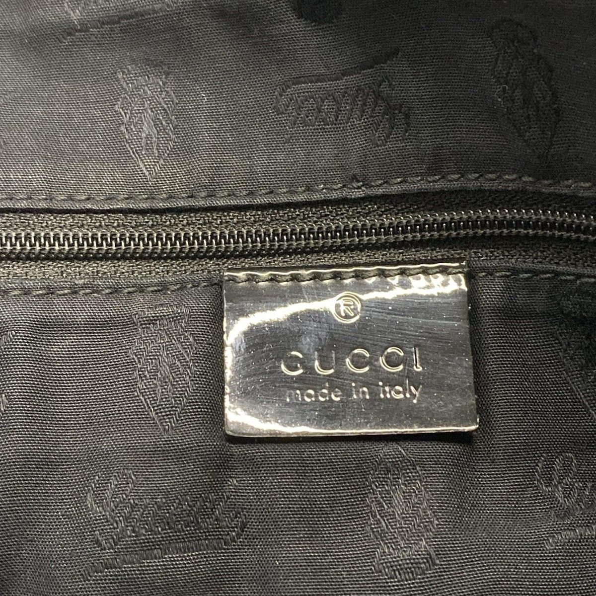 Gucci Tote GG Pattern Dark Brown Beige Black Leather — view 8