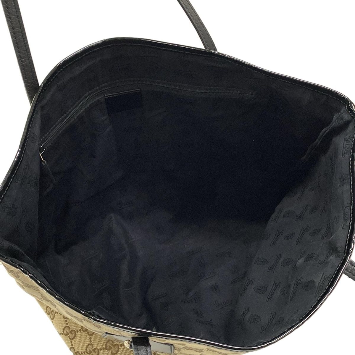 Gucci Tote GG Pattern Dark Brown Beige Black Leather — view 7