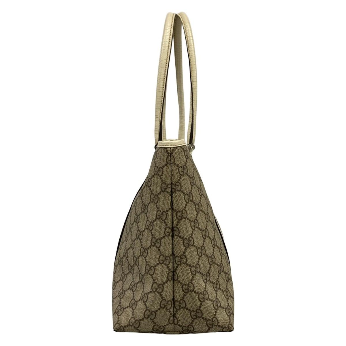 Gucci Tote GG Plus Supreme Gray Beige Ivory Leather — view 2