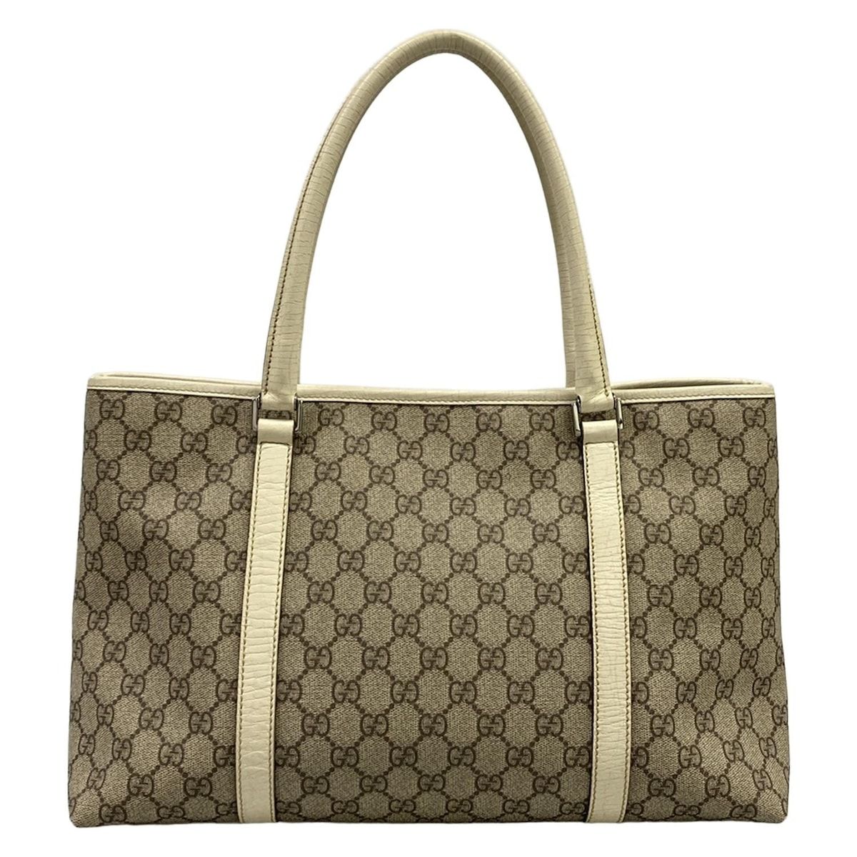 Gucci Tote GG Plus Supreme Gray Beige Ivory Leather — view 3