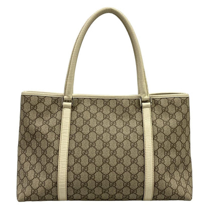 Gucci Tote GG Plus Supreme Gray Beige Ivory Leather — view 3