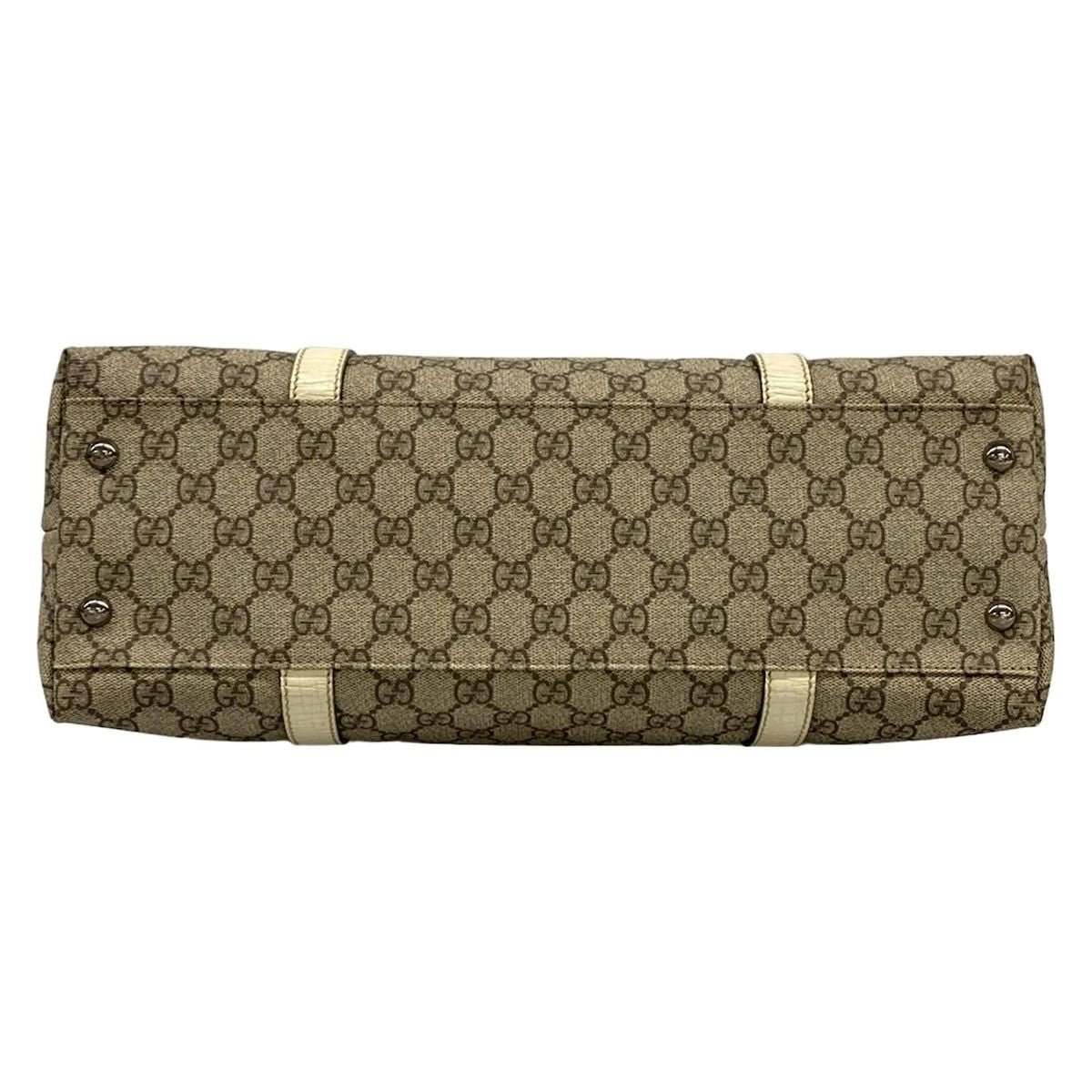 Gucci Tote GG Plus Supreme Gray Beige Ivory Leather — view 5