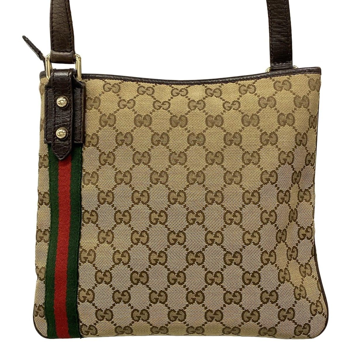Gucci Shoulder Bag GG Pattern Sherry Dark Brown Beige Multi Leather — view 3