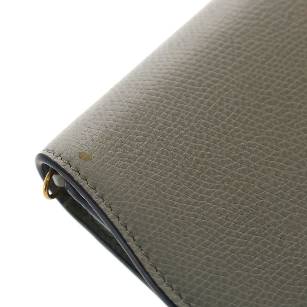 Dior Saddle Chain Wallet Card Case Gray Leather Gold — view 5