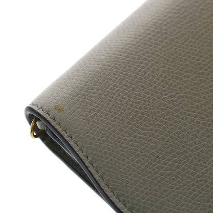 Dior Saddle Chain Wallet Card Case Gray Leather Gold — view 5