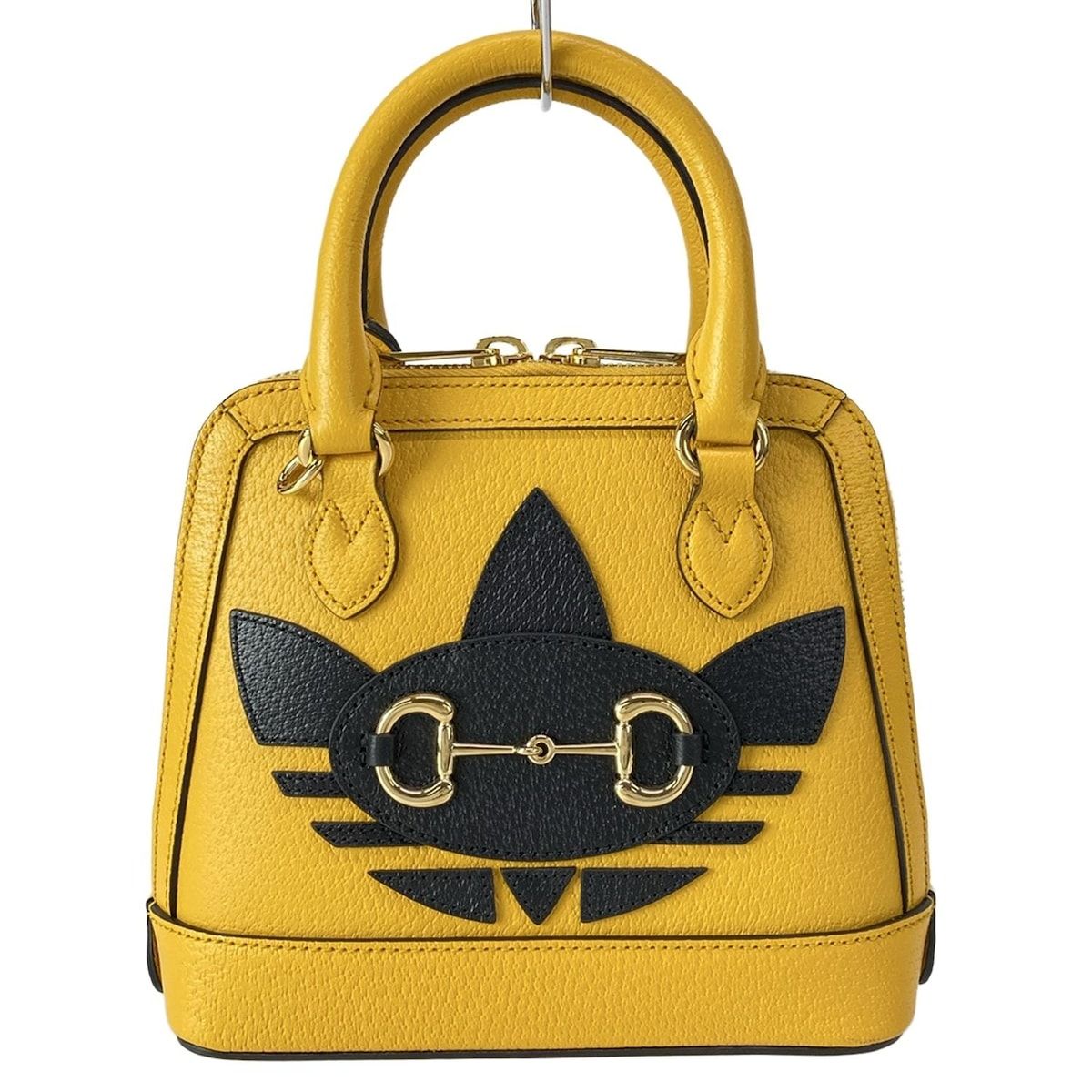 Gucci Handbag Horsebit Yellow Black Adidas Leather