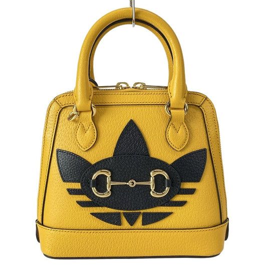 Gucci Handbag Horsebit Yellow Black Adidas Leather