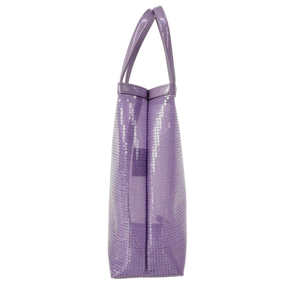 Prada Tote Small Sequin Mesh Purple Black Leather — view 2