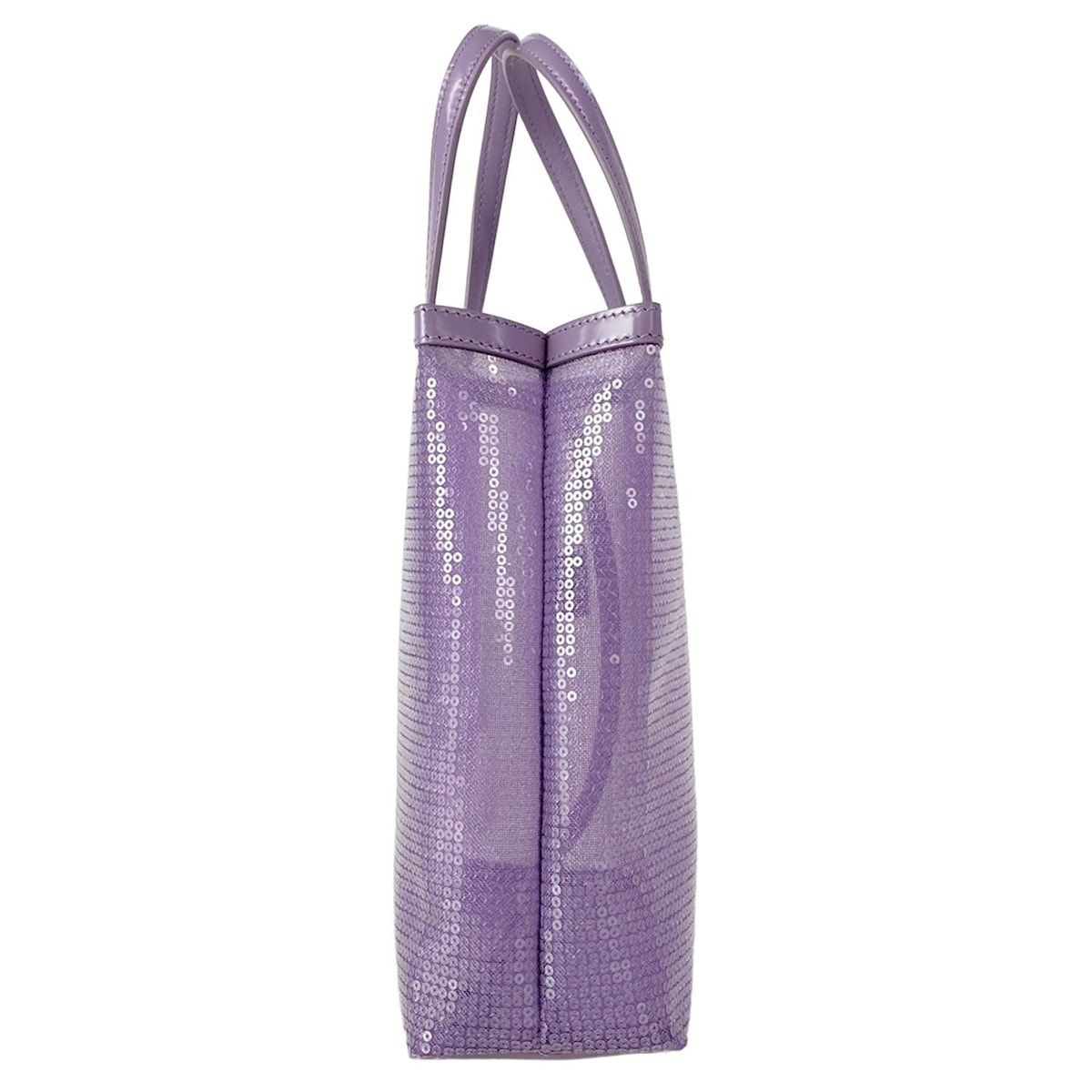 Prada Tote Small Sequin Mesh Purple Black Leather — view 4