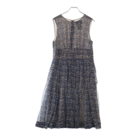 Chanel Cursive Logo Silk Chiffon Knee Length Sleeveless Dress Black Pink Blue