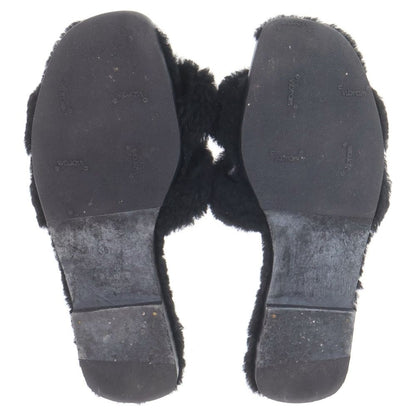 Hermes Oran Motif Shearling Sandals Black — view 5