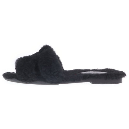 Hermes Oran Motif Shearling Sandals Black