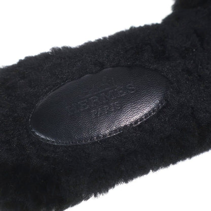 Hermes Oran Motif Shearling Sandals Black — view 6