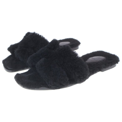 Hermes Oran Motif Shearling Sandals Black — view 2