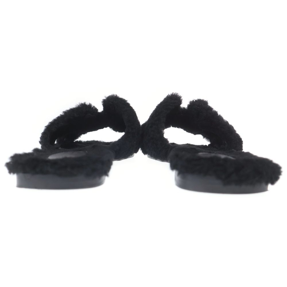 Hermes Oran Motif Shearling Sandals Black — view 3