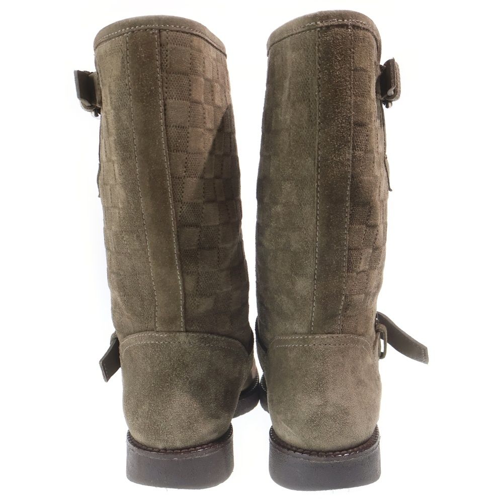 Louis Vuitton Damier Suede Leather Cles Pusole Engineer Boots Beige — view 3