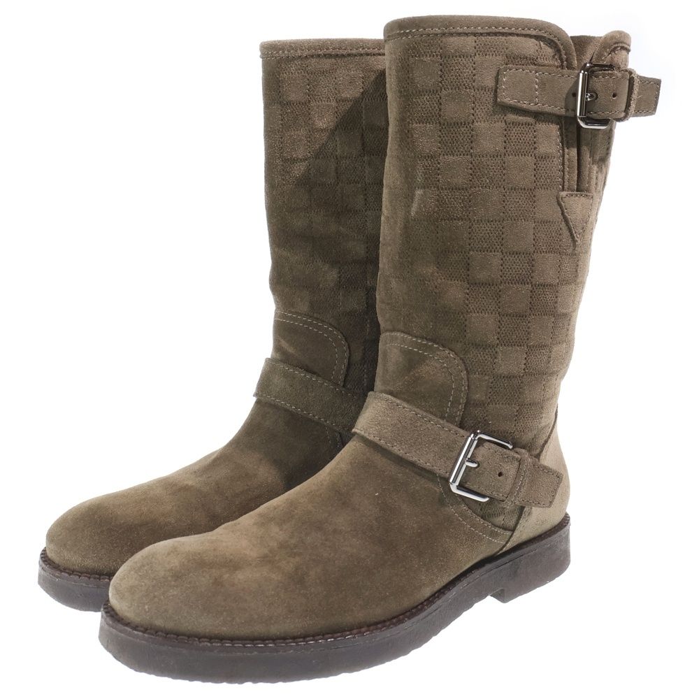 Louis Vuitton Damier Suede Leather Cles Pusole Engineer Boots Beige — view 2