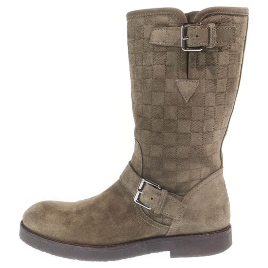 Louis Vuitton Damier Suede Leather Cles Pusole Engineer Boots Beige
