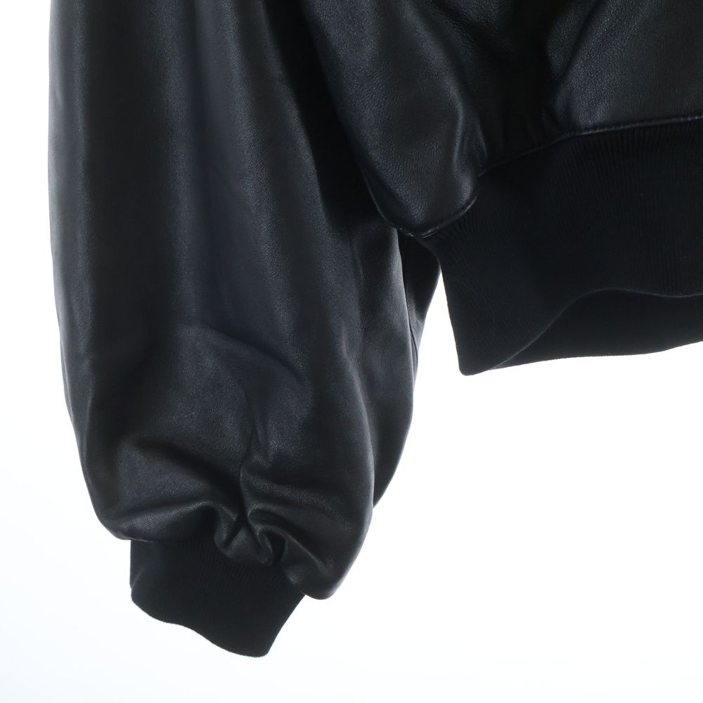 Balenciaga Golf Smooth Grainy Leather Jacket Black — view 4