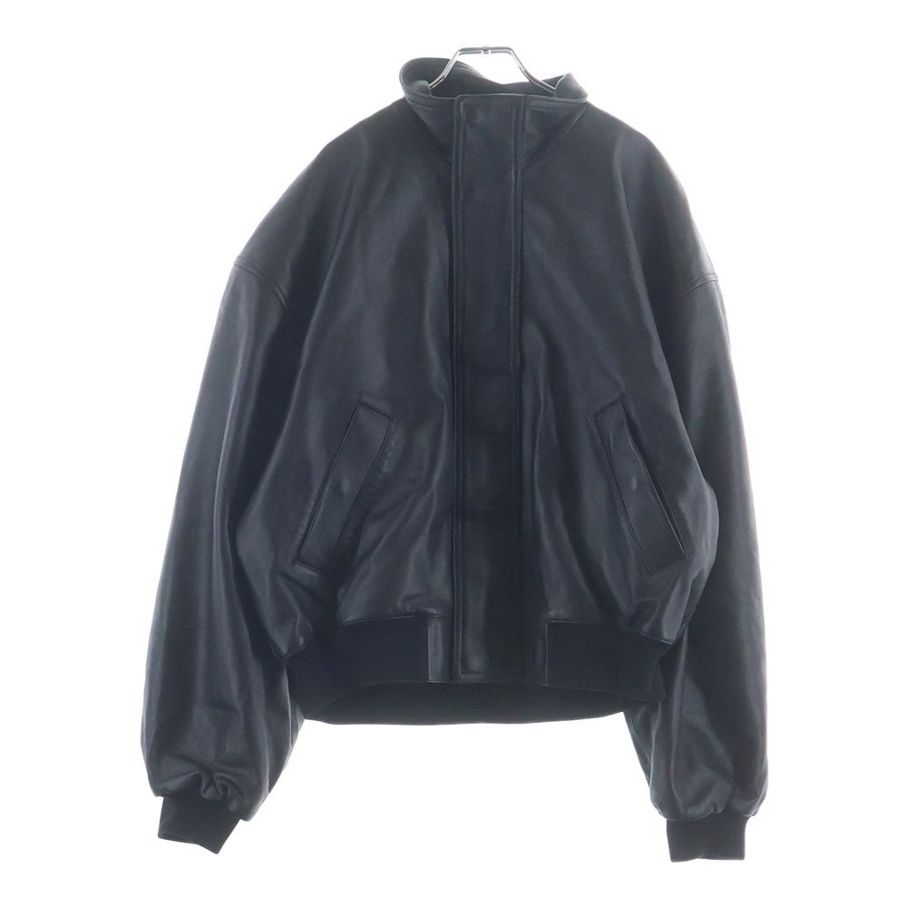 Balenciaga Golf Smooth Grainy Leather Jacket Black