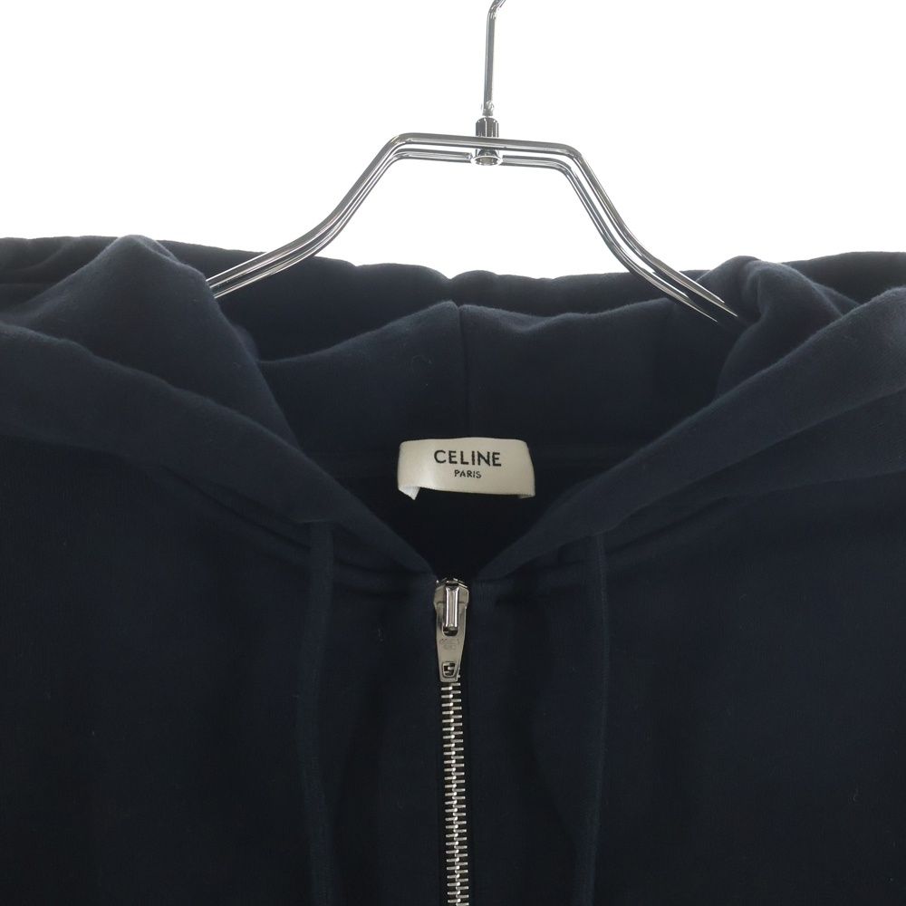 Celine Hoodie Logo Print Zip Up Black — view 3