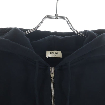 Celine Hoodie Logo Print Zip Up Black — view 3