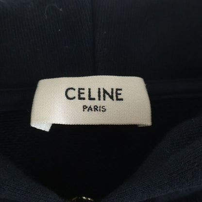 Celine Hoodie Logo Print Zip Up Black — view 7